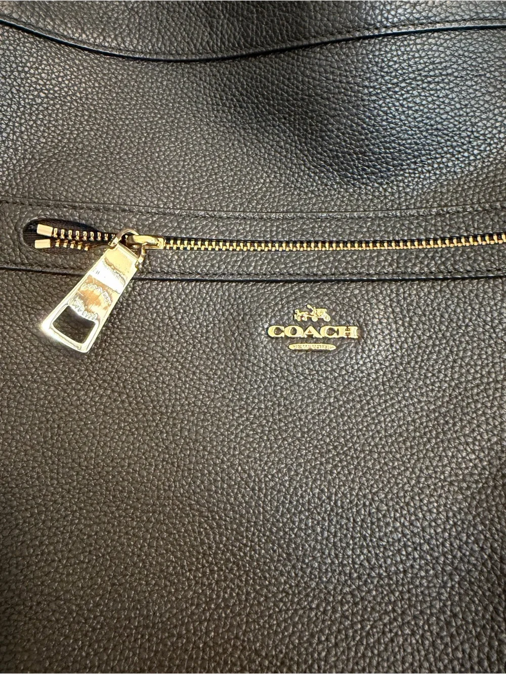 Coach Black Pebbled Leather Tote with Gold Accents